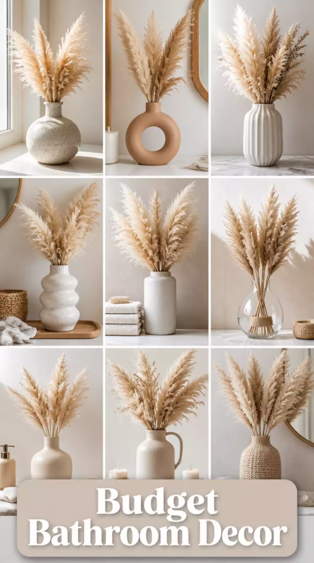 Bathroom Pampas Grass Stem in a Slim Bud Vase That Adds Natural Texture for Nothing