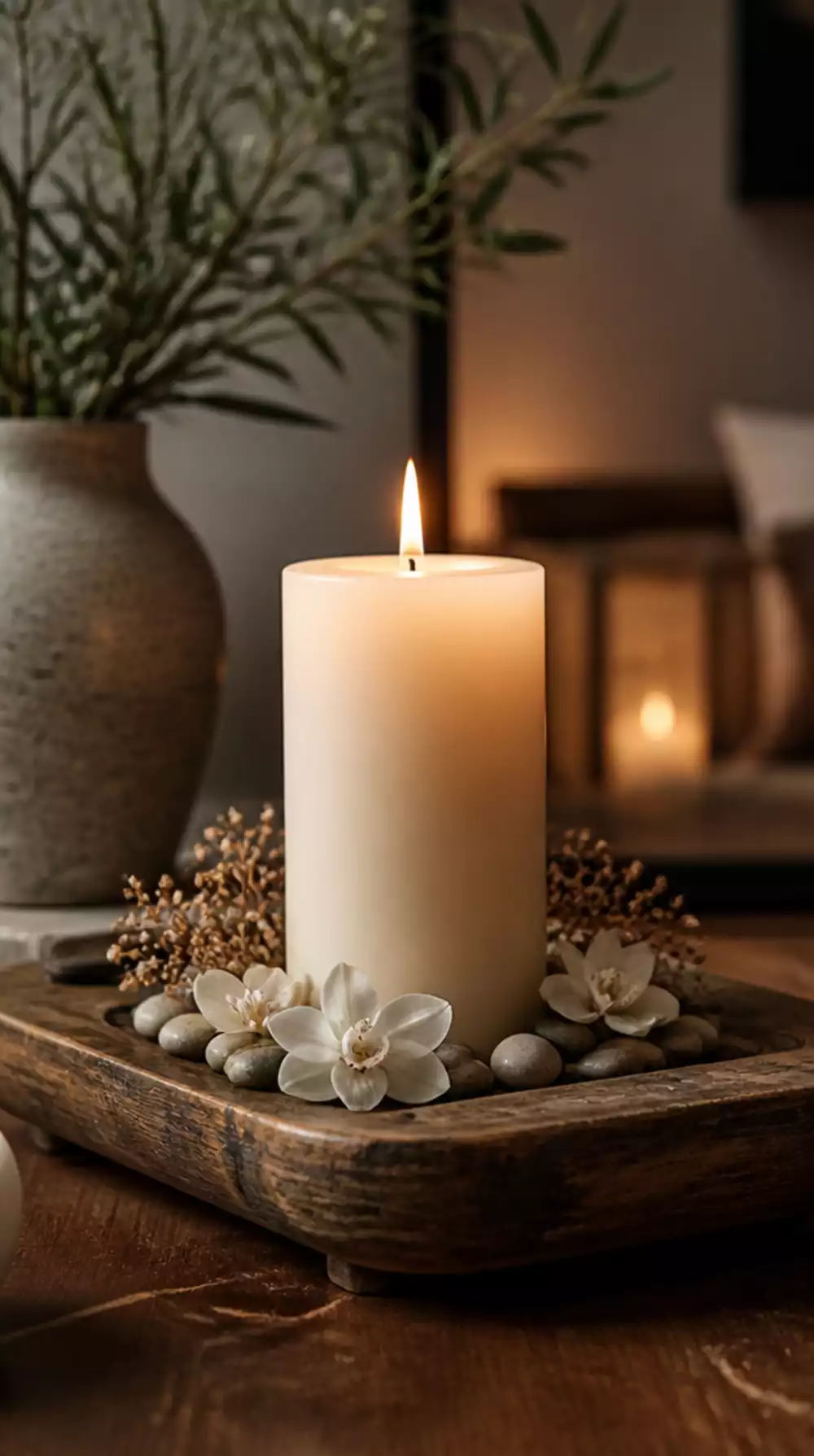 Why a Single Large Pillar Candle on a Wooden Tray Makes the Most Elegant Budget Gift
