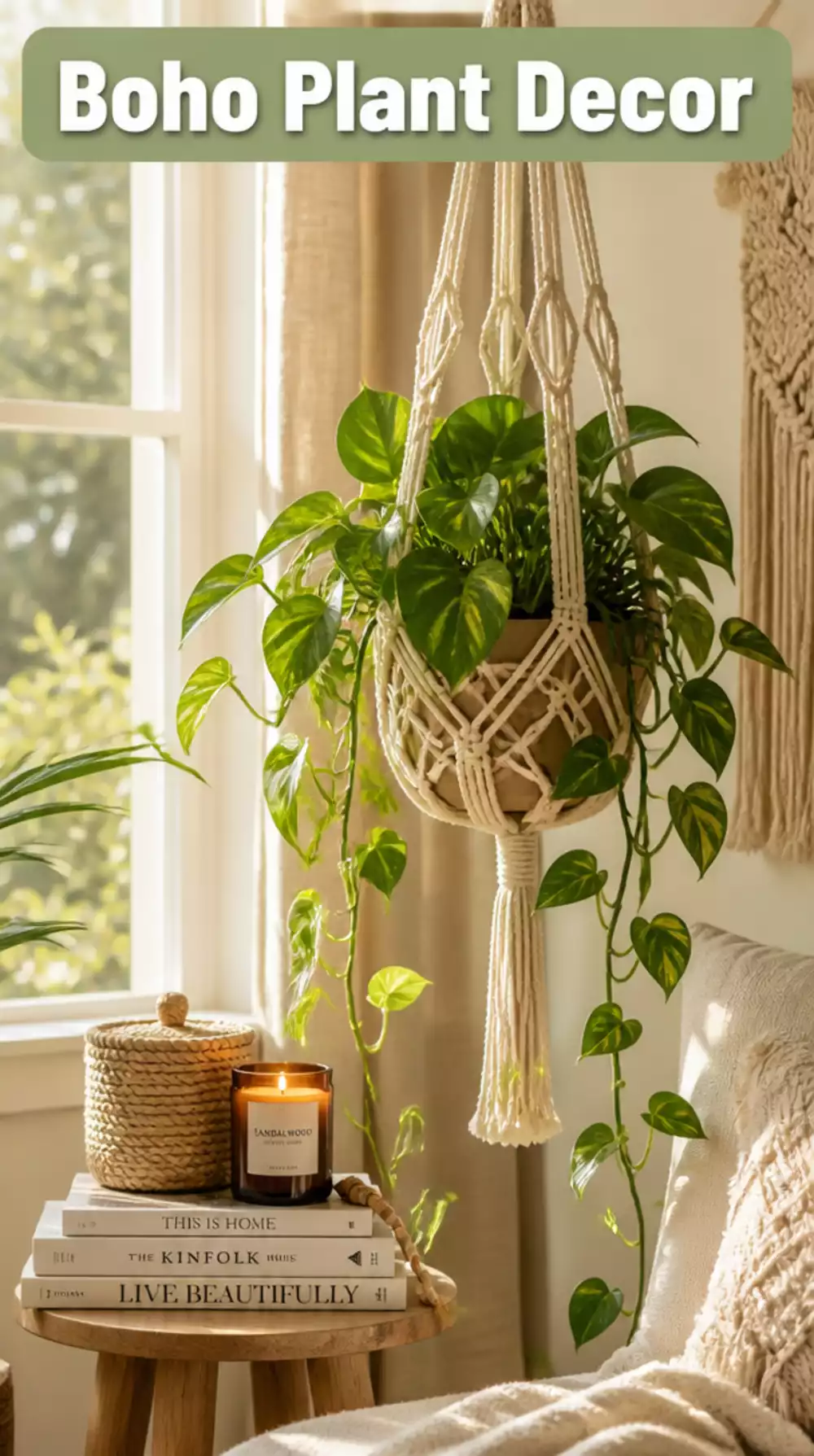 Living Room Macramé Plant Hanger for Trailing Pothos