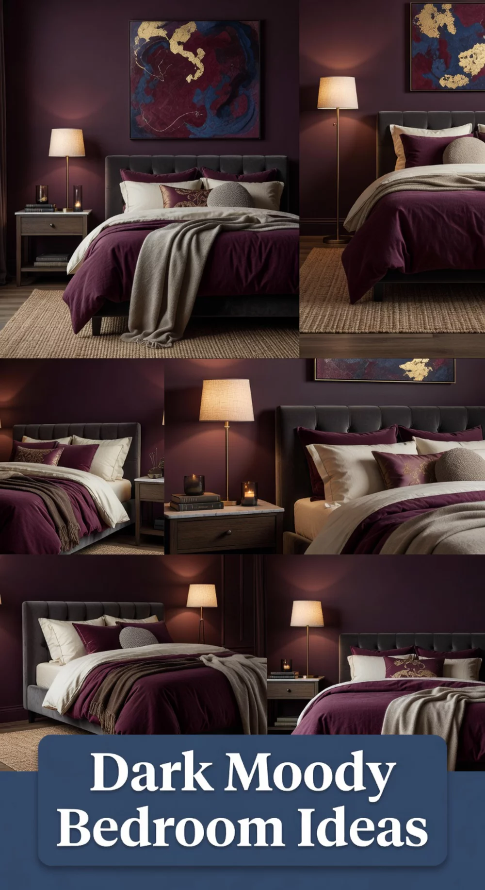 Bedroom Dark Moody Accent Wall in a Deep Plum or Forest Green Behind the Bed
