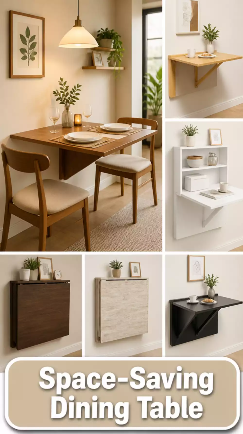 Studio Apartment Folding Dining Table Mounted on the Wall That Disappears When Not in Use