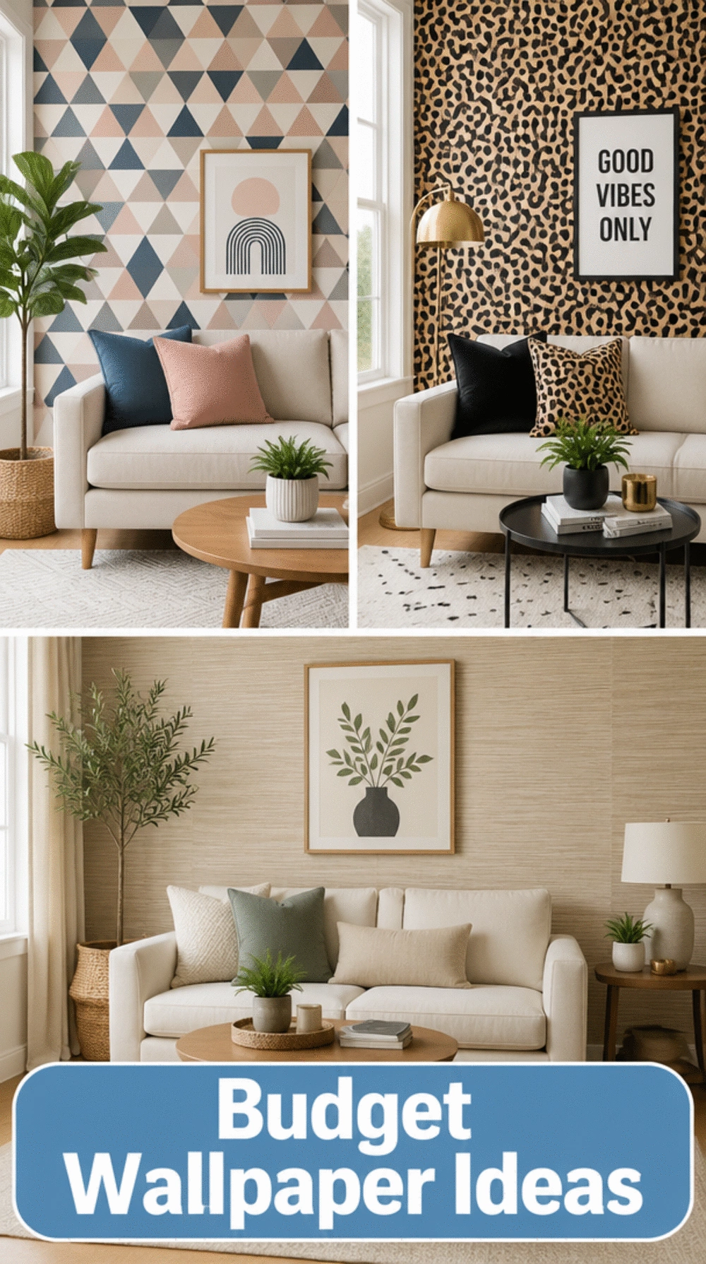 Living Room Peel-and-Stick Wallpaper Accent Wall That a Renter Can Remove Easily