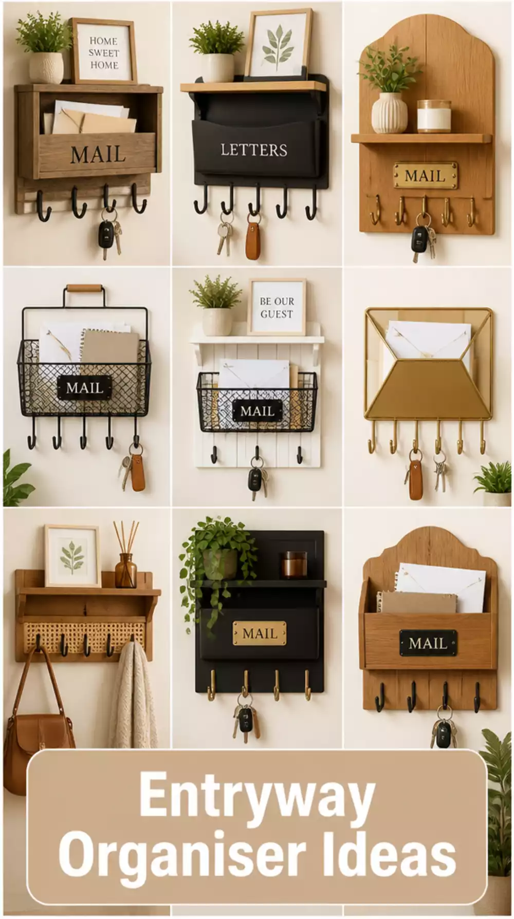 Entryway Wall-Mounted Key and Mail Organiser That Clears Counter Clutter for Good