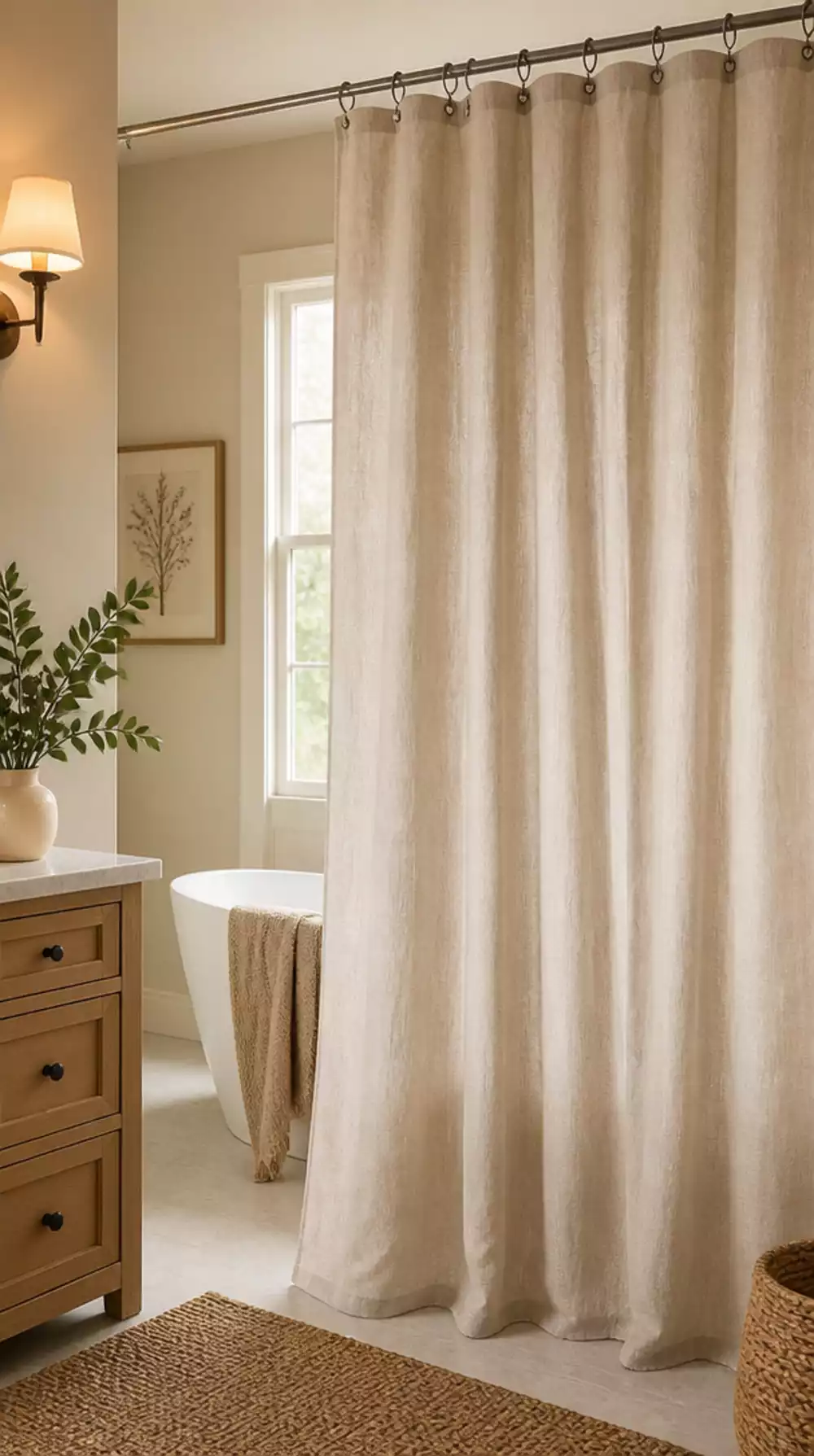 Why Swapping a Plastic Shower Curtain for a Linen One Changes the Whole Bathroom Feel