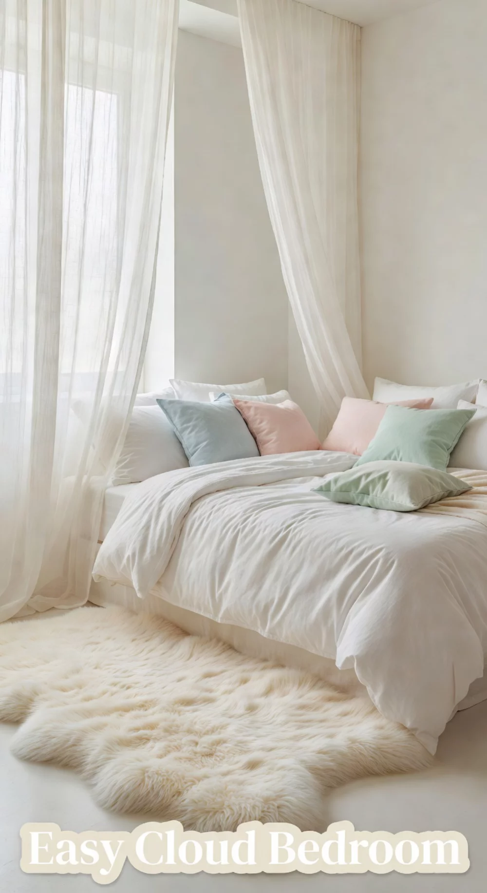 Bedroom Light and Airy Sheer Linen Panel With White Bedding for a Pinterest Cloud Look