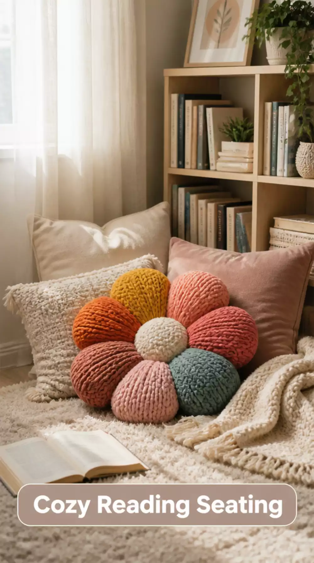 Chunky Knit Floor Cushion for Instant Cozy Reading Nook
