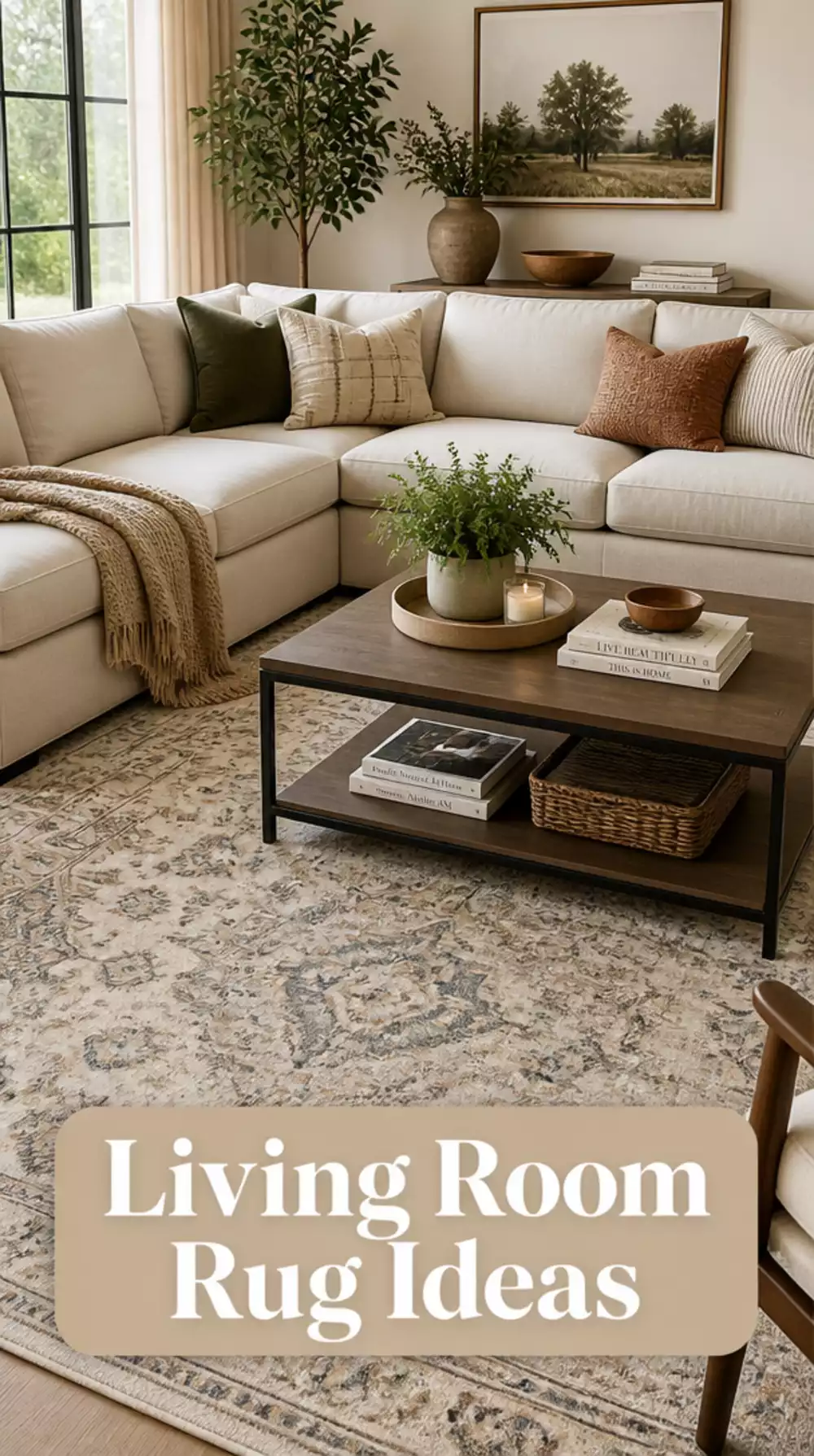 Living Room Statement Rug That Defines the Seating Area and Anchors the Whole Space