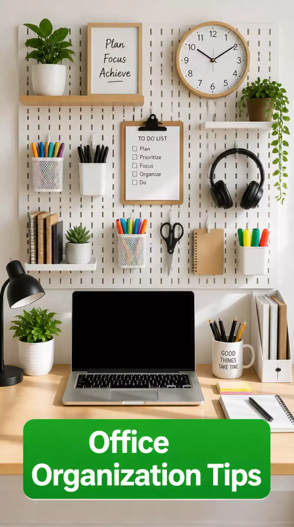 Home Office Pegboard Wall Organiser That Keeps a Budget Desk Surface Completely Clear
