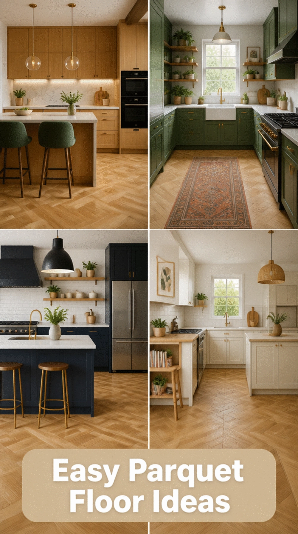 Kitchen Peel-and-Stick Parquet-Effect Floor Tile Sheet That Transforms Dull Laminate in Hours