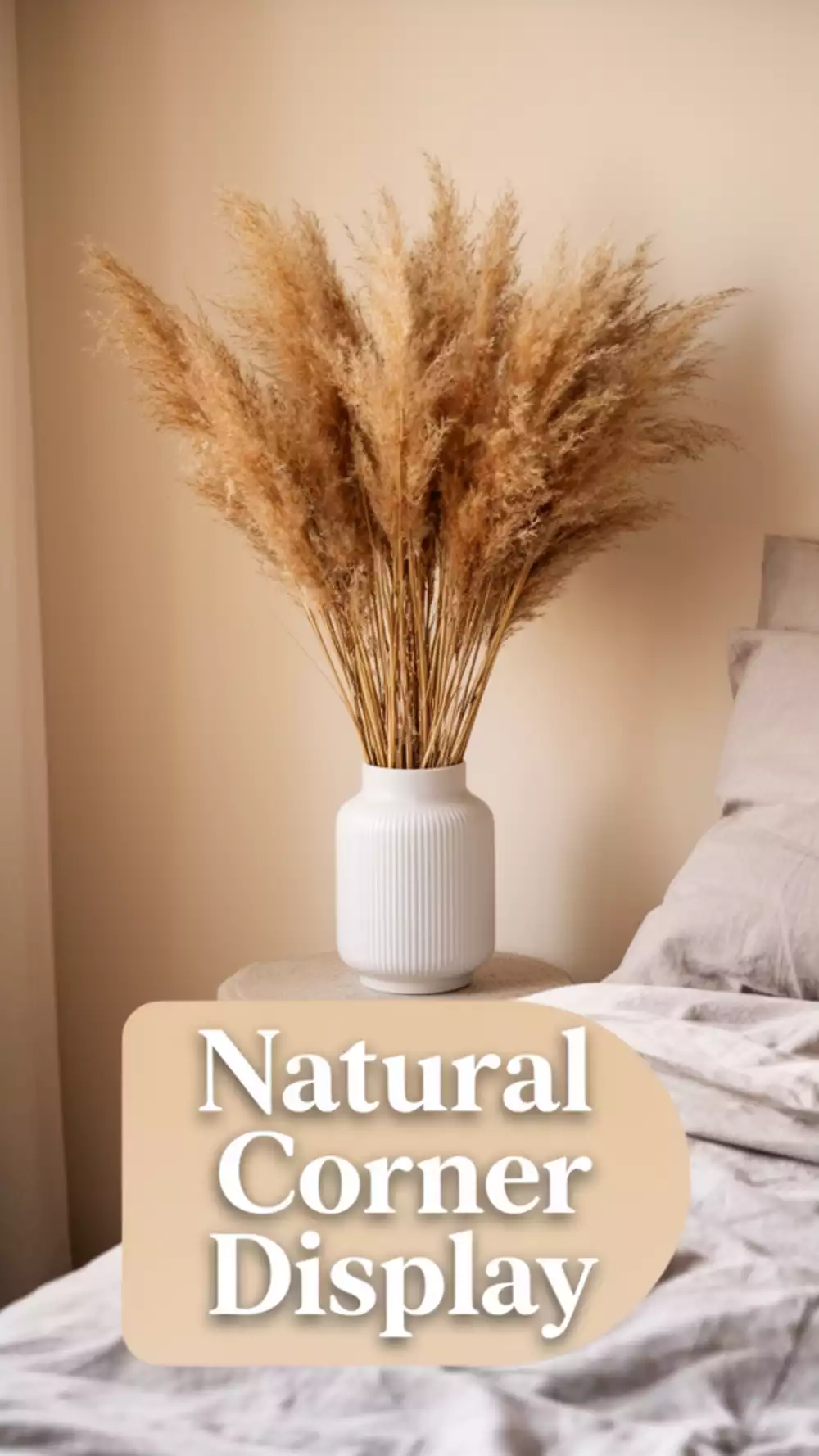 Bedroom Dried Pampas Grass in a Simple Ceramic Vase for a Natural Corner Display