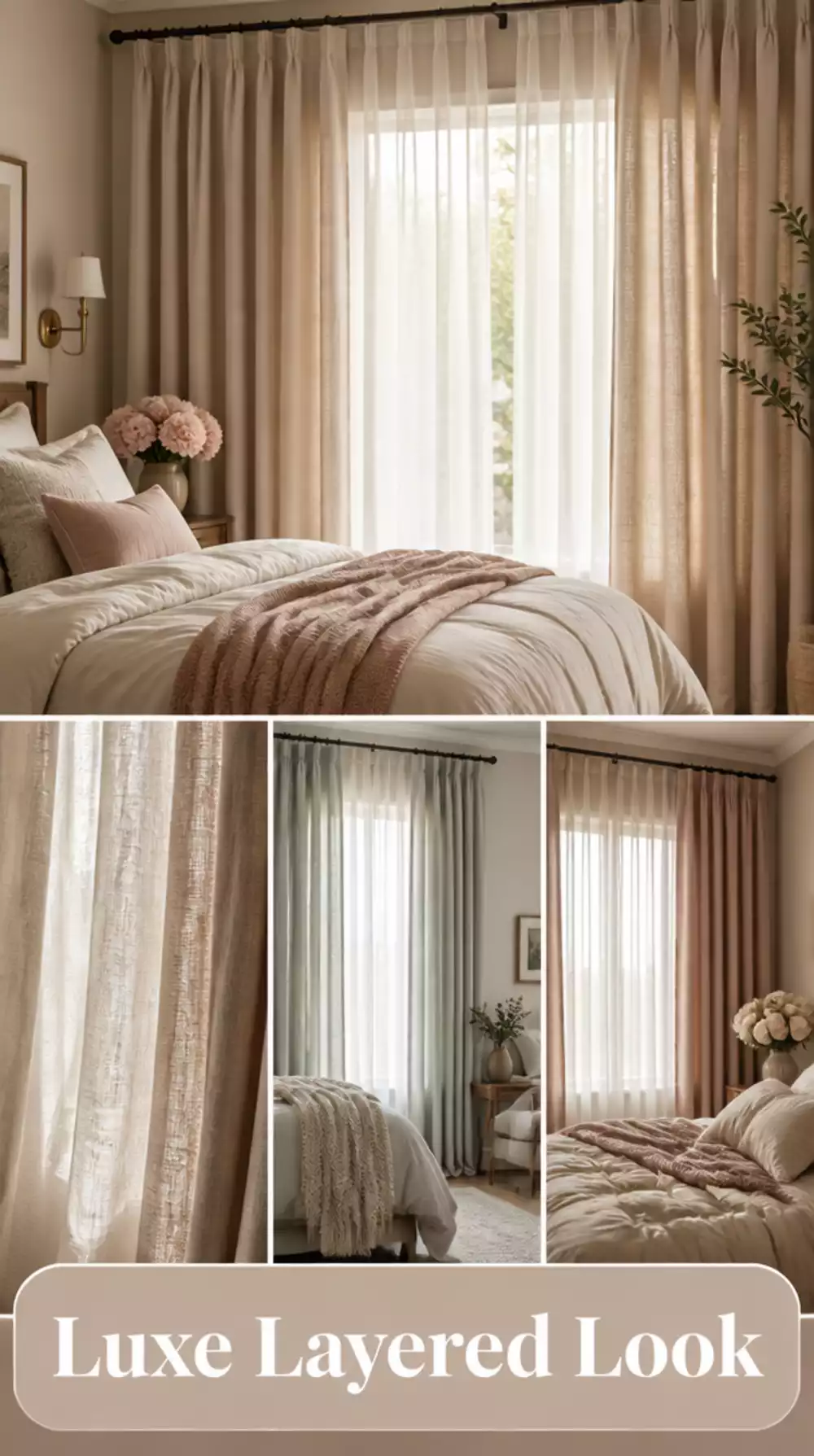 Bedroom Tension Rod Sheer Panel Layered Behind a Heavier Linen for a Luxe Layered Look