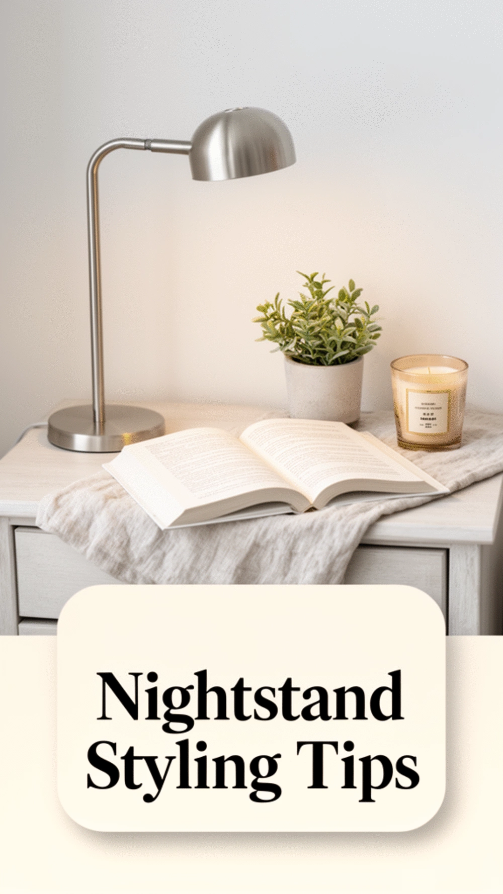 The Bedroom Clean Girl Nightstand Styling Trick With a Candle- Book- and One Small Plant