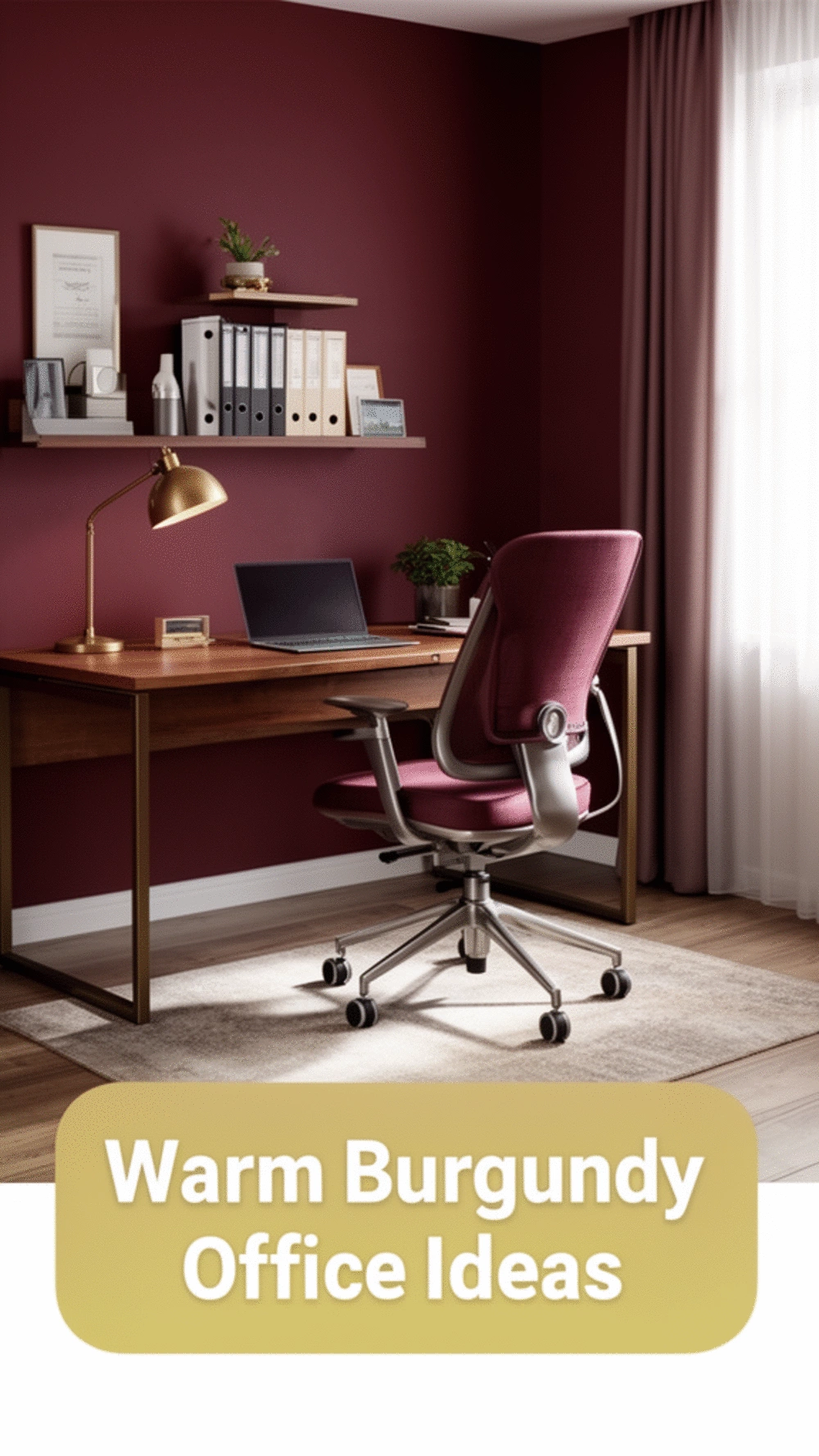 Home Office Colour Drench in a Warm Burgundy That Makes a Work Space Feel Creative and Focused