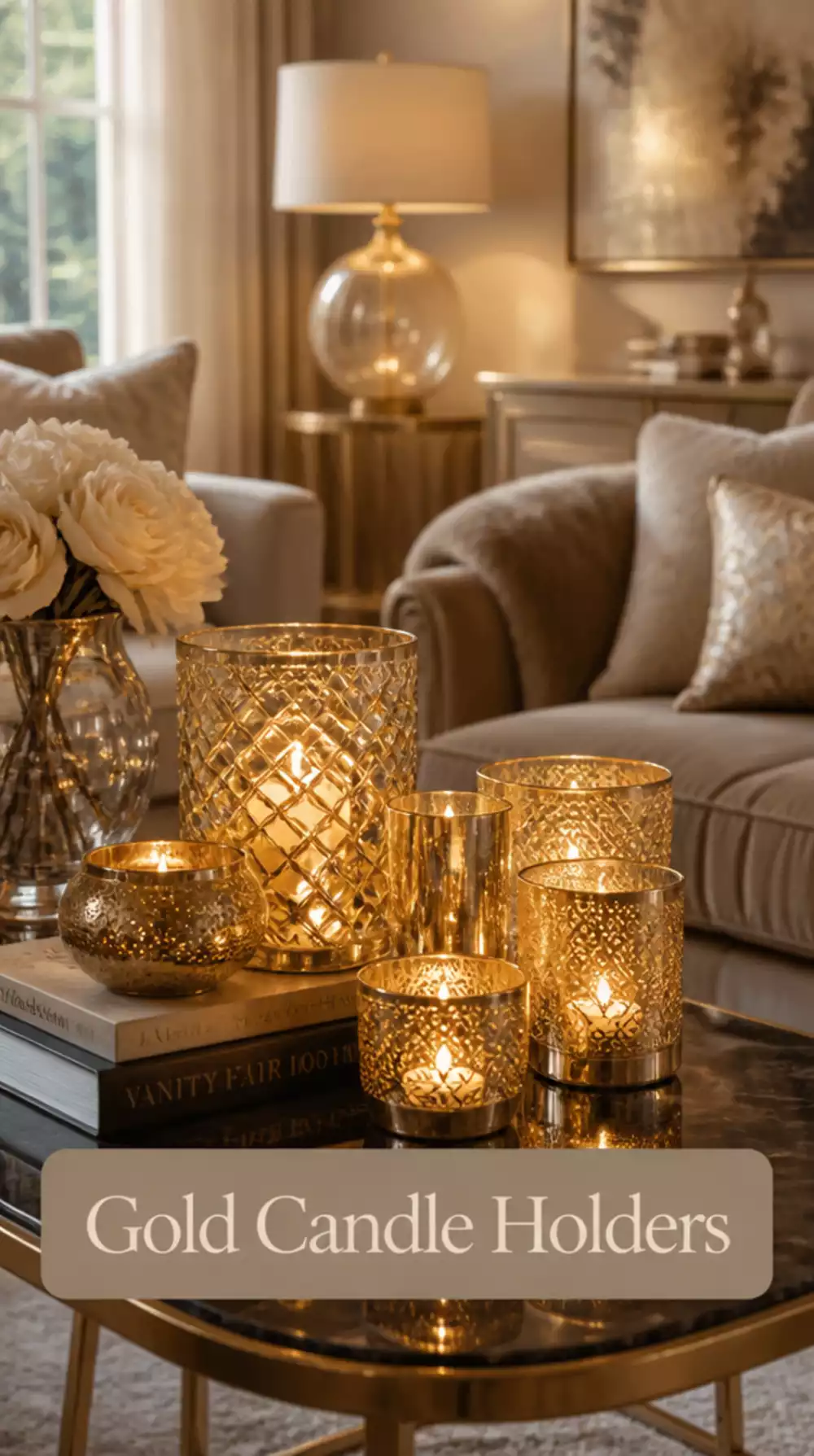 Gold Candle Holder Clusters for Luxurious Coffee Tables