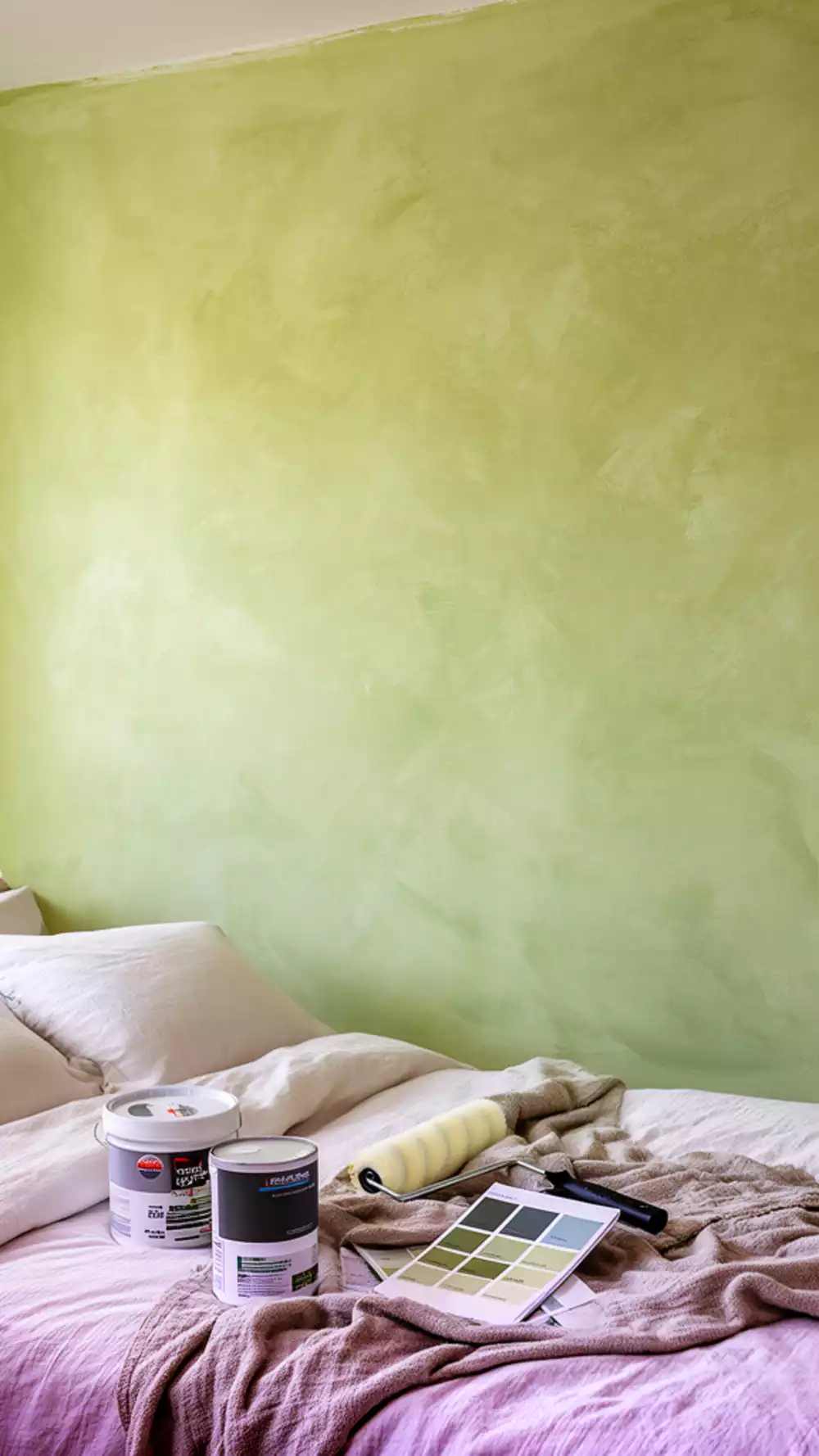 Bedroom Textured Wall Trend Using a DIY Limewash Paint Finish for Under Twenty Dollars