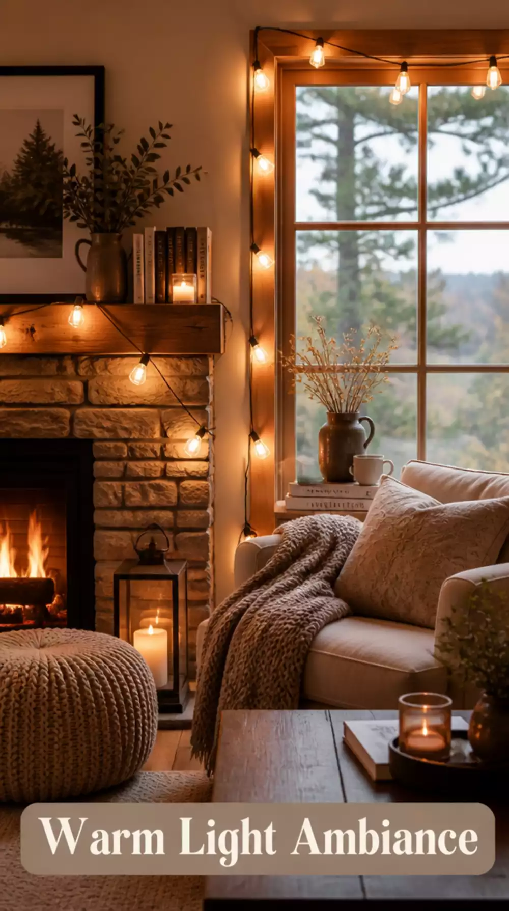 Warm Edison Bulb String Lights for Cozy Living Room