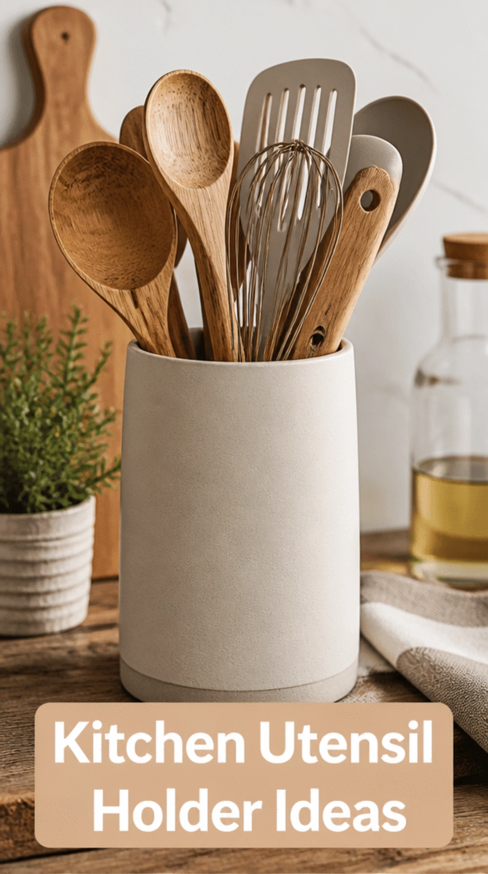 Kitchen Counter Ceramic Utensil Holder in a Matte Earthy Tone That Keeps Tools Accessible
