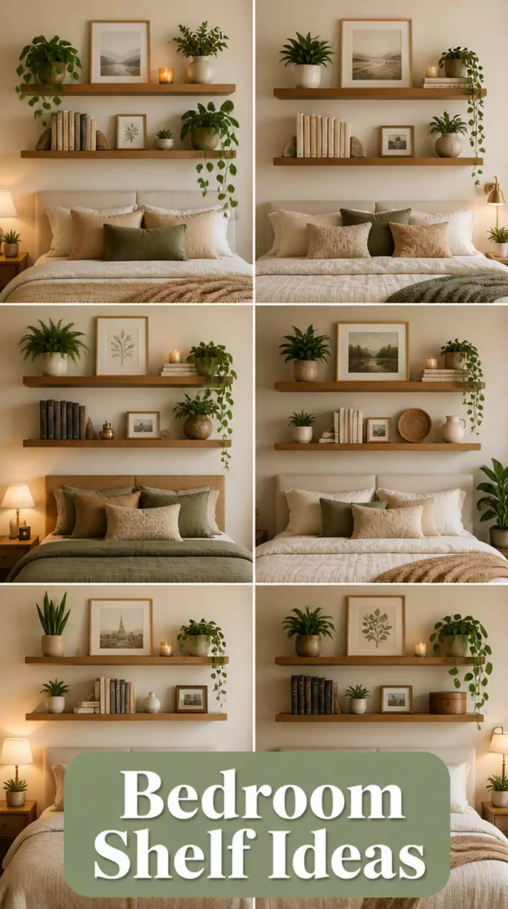 Bedroom Floating Shelf Pair Above the Bed Installed and Styled in Under Two Hours