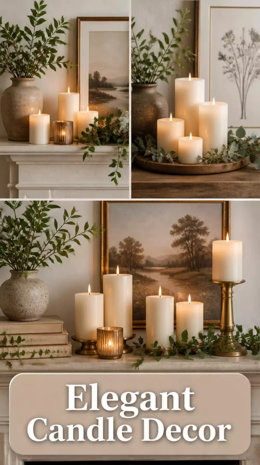 Living Room Wax Pillar Candle Set in a Neutral Tone for an Elevated Mantel Look