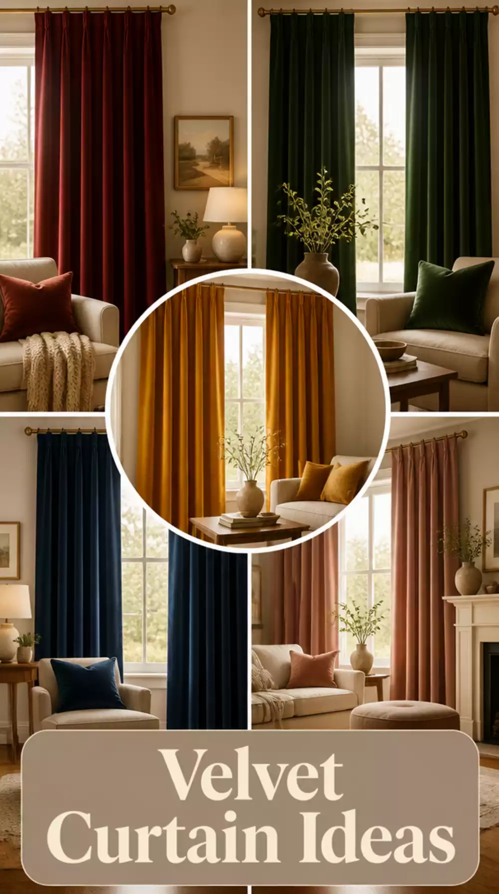 Living Room Velvet Curtain Panel in a Deep Warm Tone That Wraps the Room in Softness