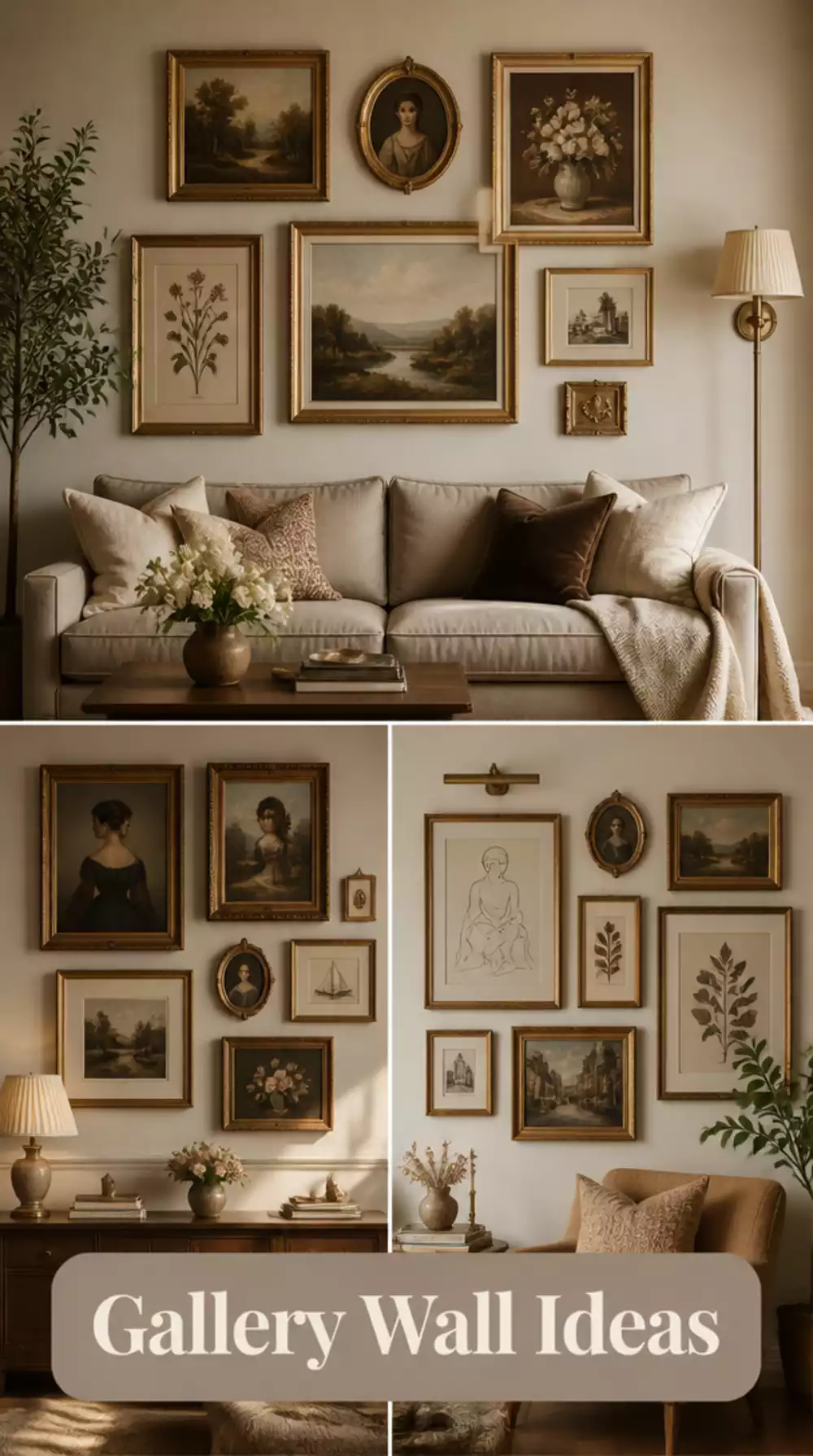 Living Room Gallery Wall Using Thrift Store Frames That Looks Intentional