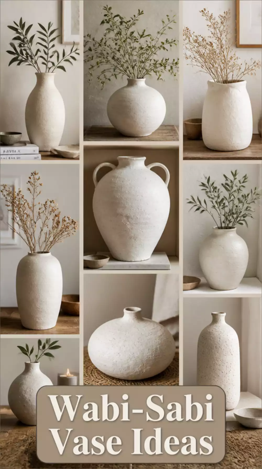 Bedroom Handmade-Look Ceramic Vase in an Off-White Matte Glaze for a Wabi-Sabi Shelf Display