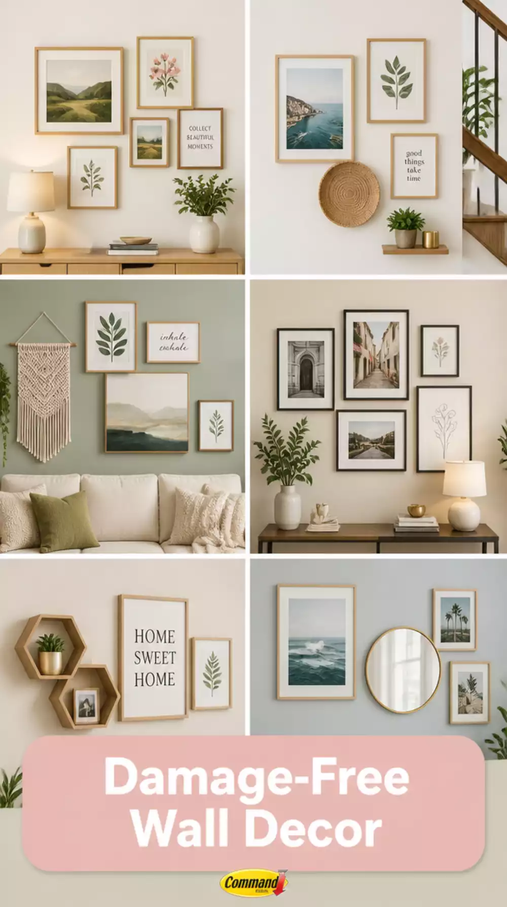 The Bedroom Removable Command Hook Gallery Wall Trick That Leaves Zero Damage on Walls