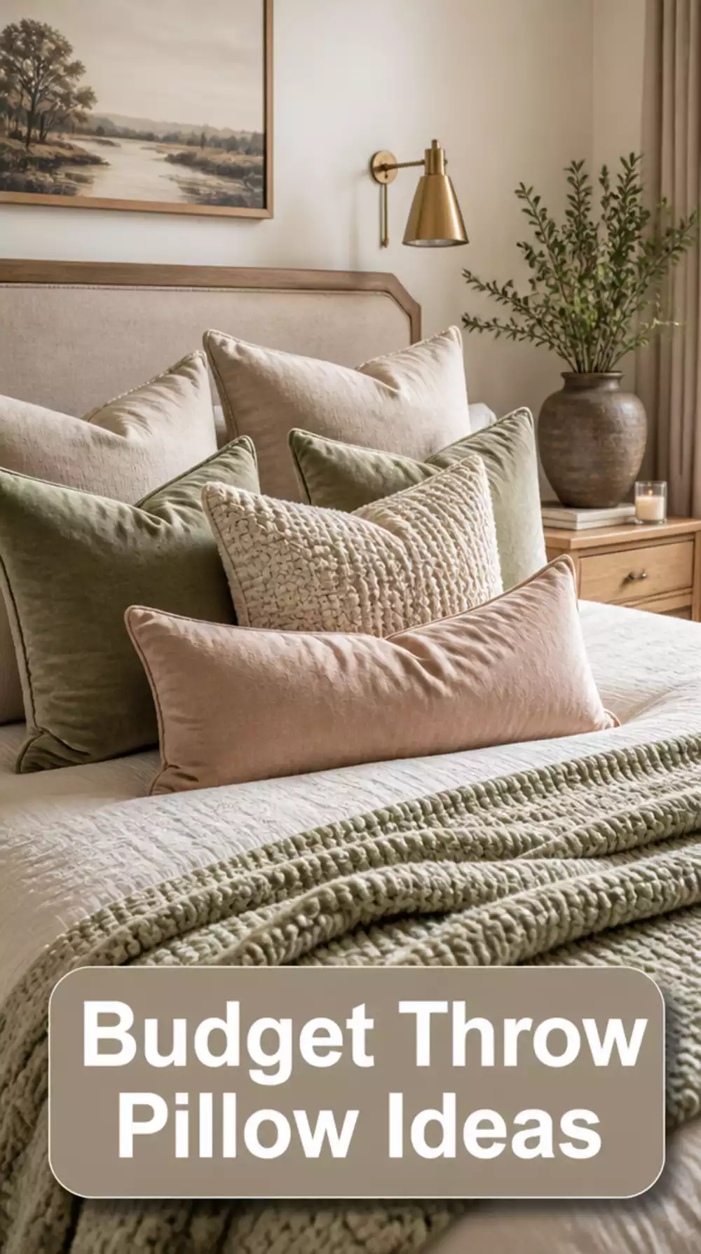 Bedroom Mixed Texture Throw Pillow Set Combining Velvet, Linen, and Woven Cotton