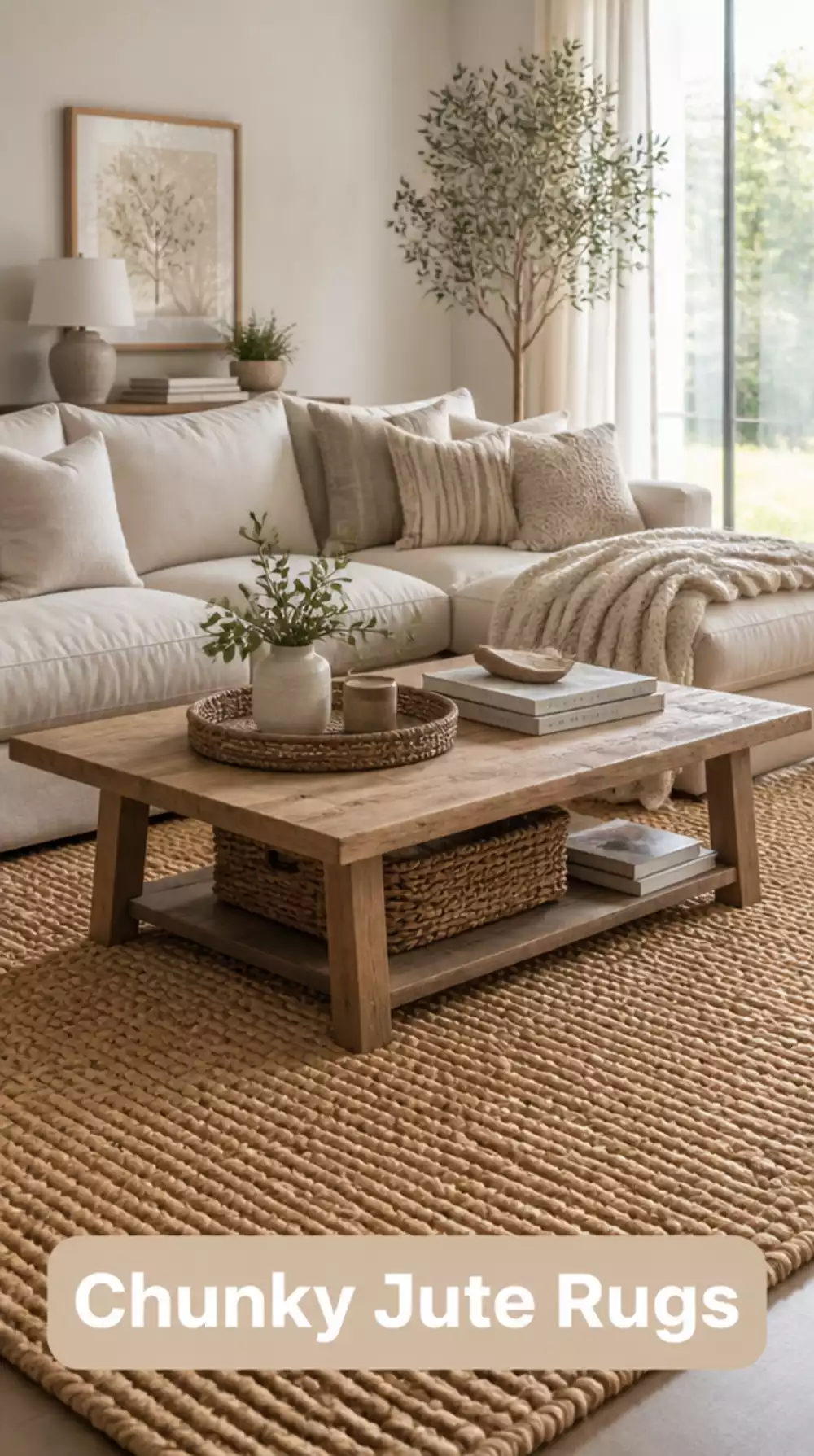 Chunky Jute Rug for Farmhouse Living Room