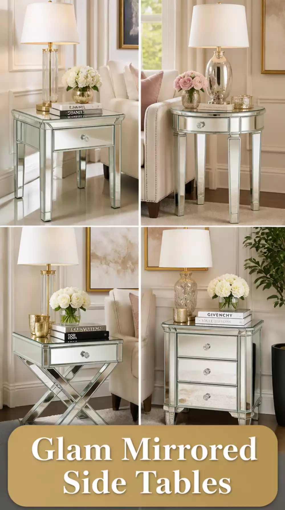Living Room Mirrored Side Table That Adds Glam Without Taking Up Visual Space