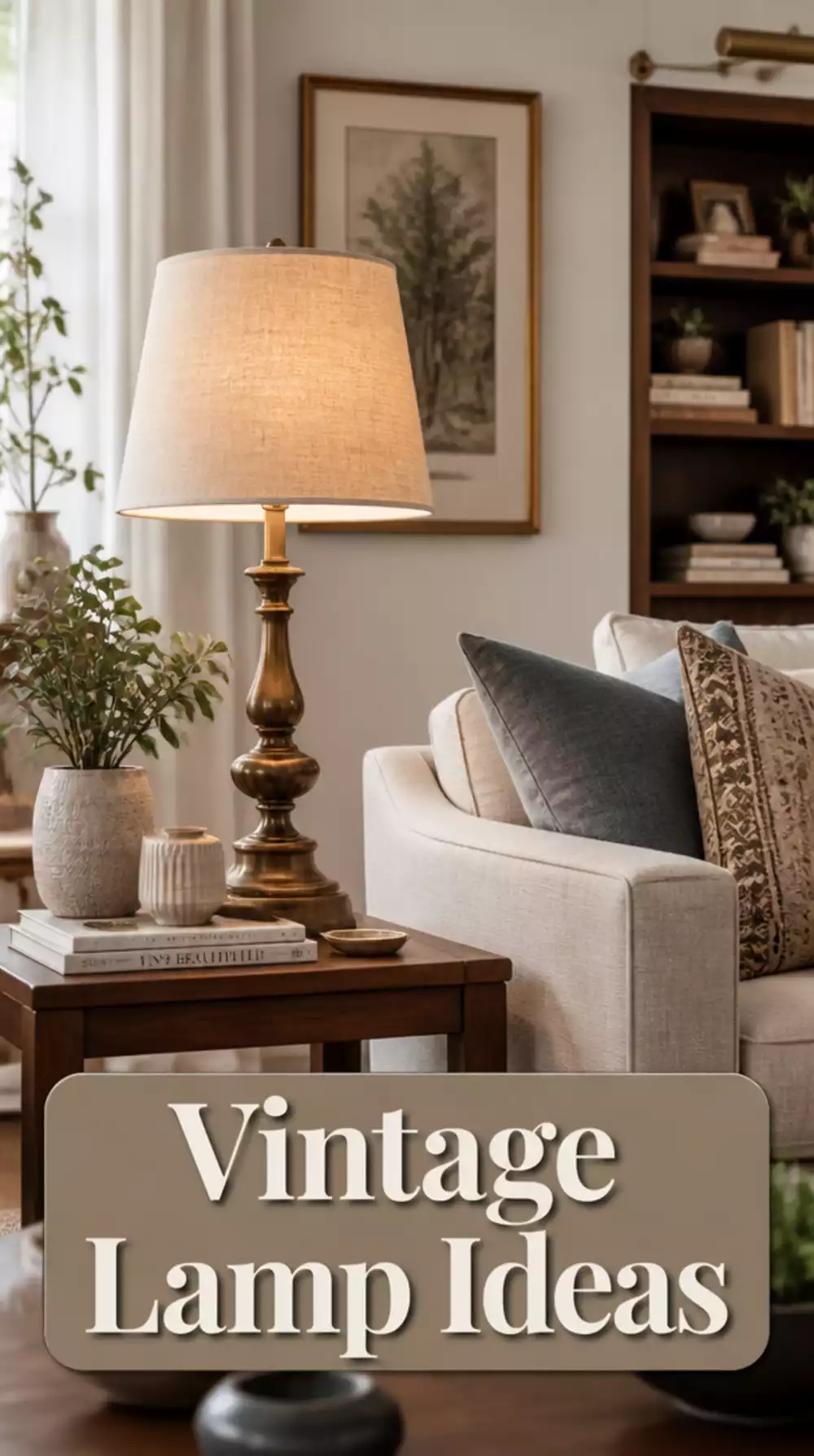 Vintage Brass Lamp with Modern Shade