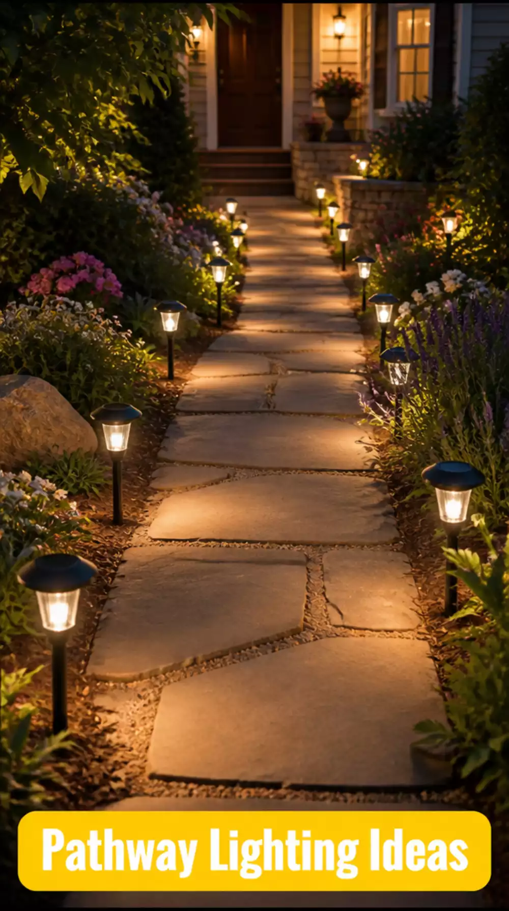 Garden Path Solar Stake Light Set That Lines a Walkway for Under Fifteen Dollars Total