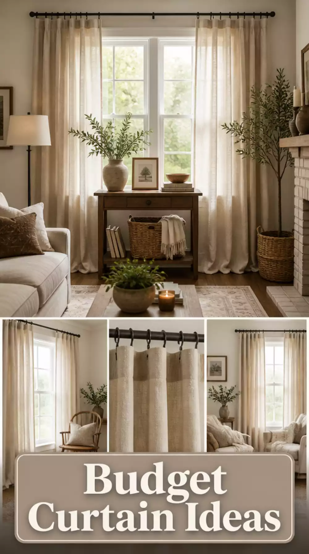 Living Room No-Sew Drop Cloth Curtain Panel That Costs Under Eight Dollars Per Window