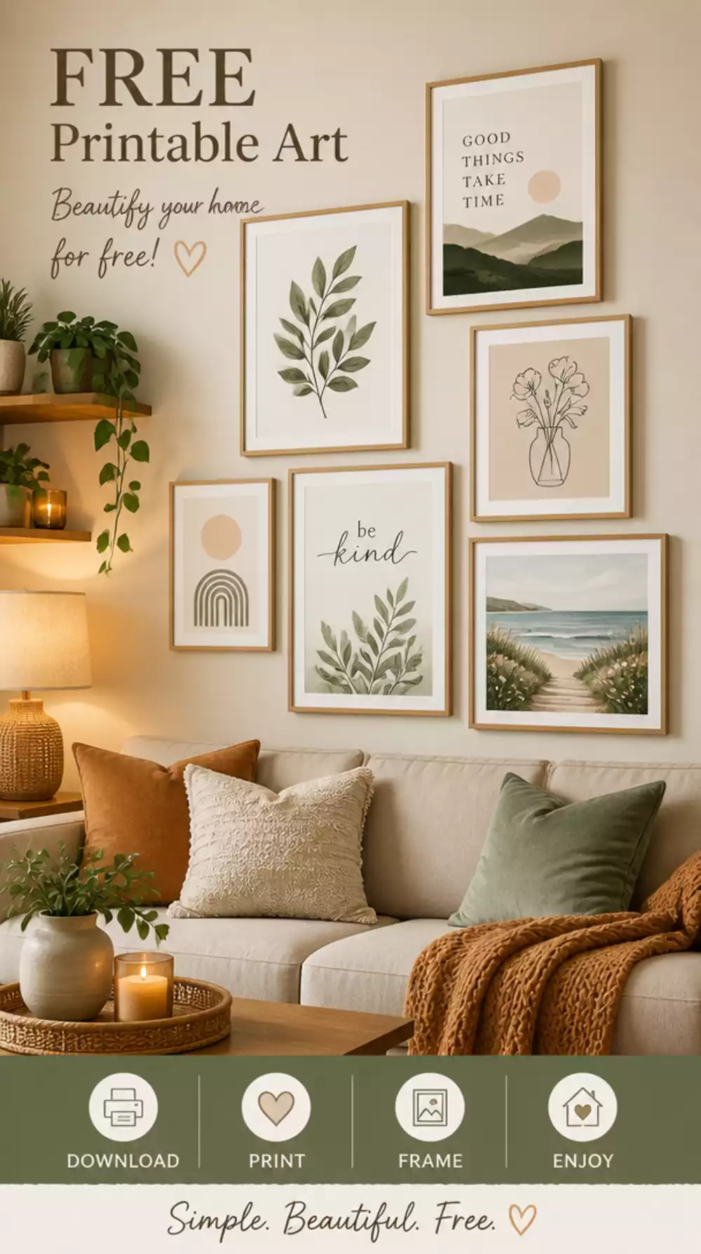 Living Room Free Printable Art Downloaded and Printed at a Copy Shop for Under Two Dollars