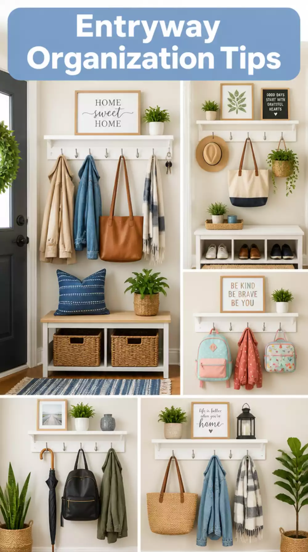 Living Room Removable Command Hook Rail That Keeps an Entryway Corner Tidy