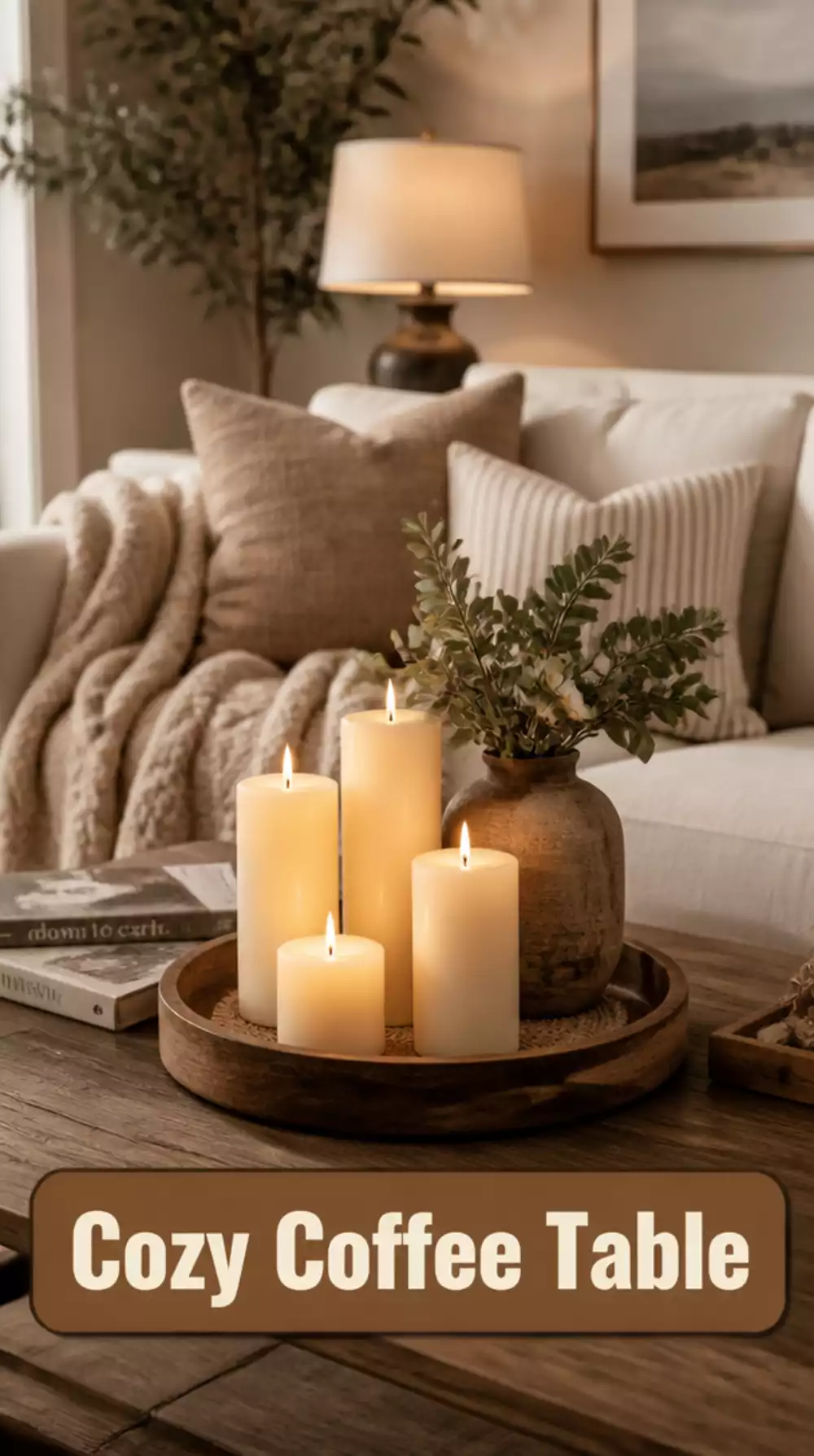 Styled Coffee Table Decor with Pillar Candles
