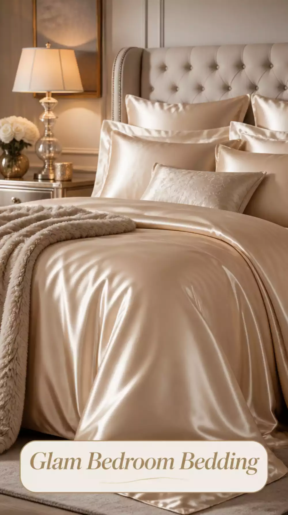 Champagne Satin Duvet Cover for Luxurious Bedroom Style