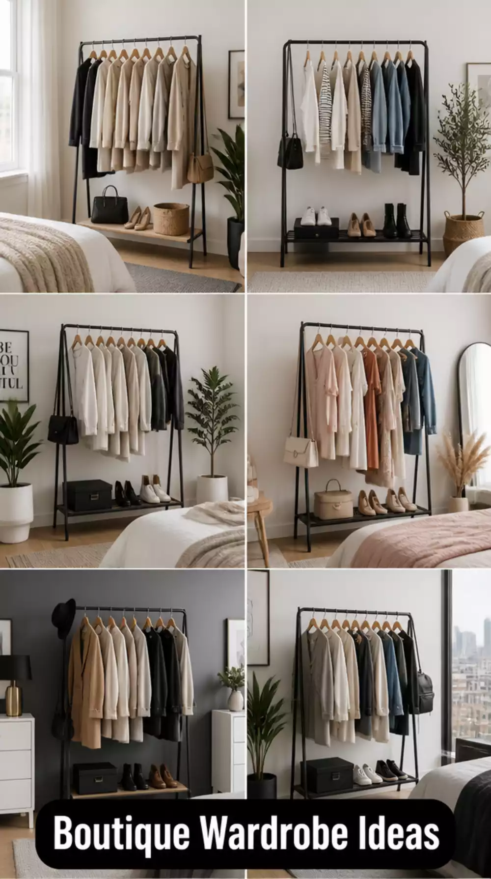 Bedroom Freestanding Clothes Rail in a Slim Matte Black That Adds a Boutique Wardrobe Corner