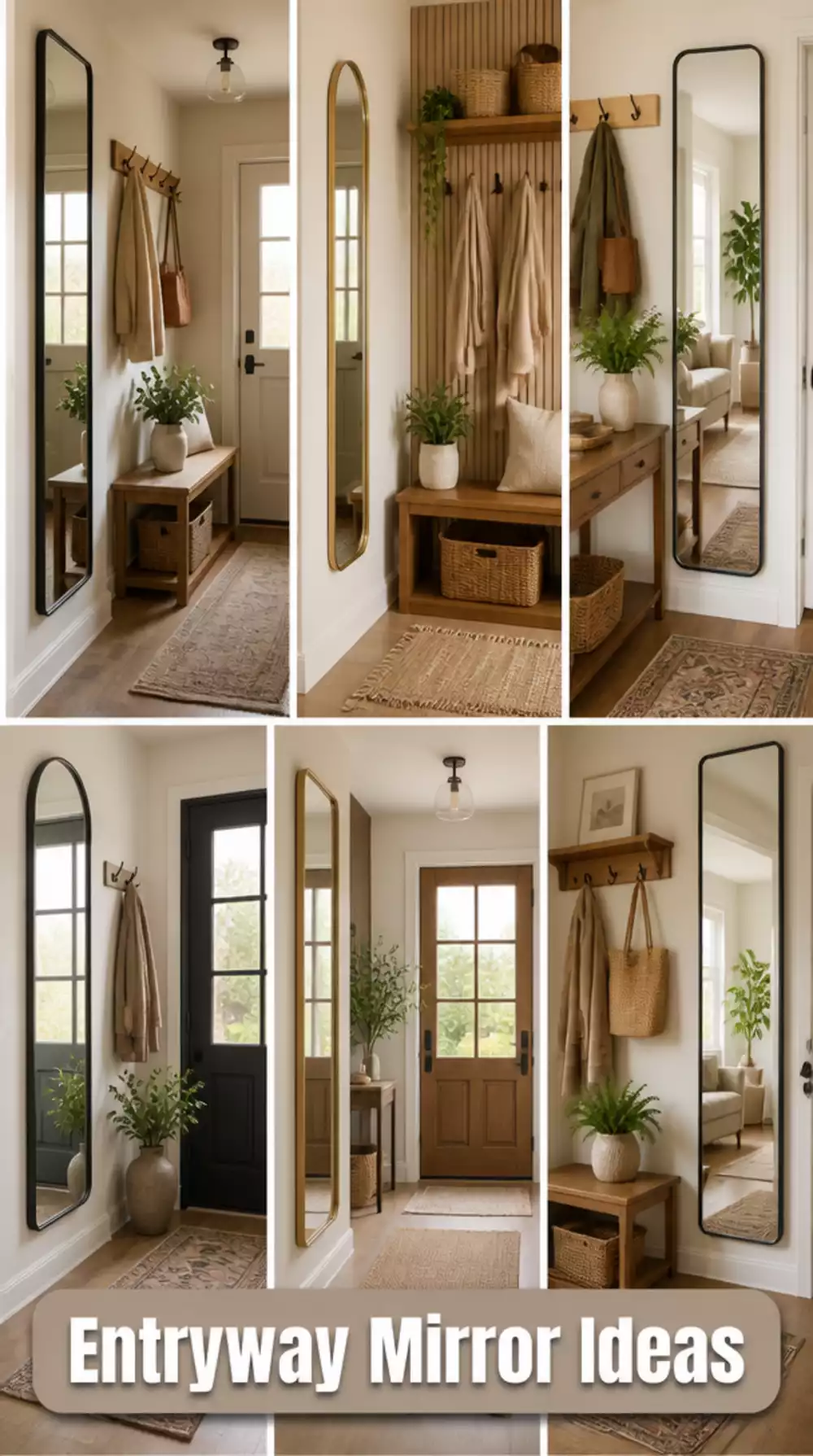 Entryway Full-Length Narrow Mirror on a Side Wall That Makes a Tight Hall Feel Wider