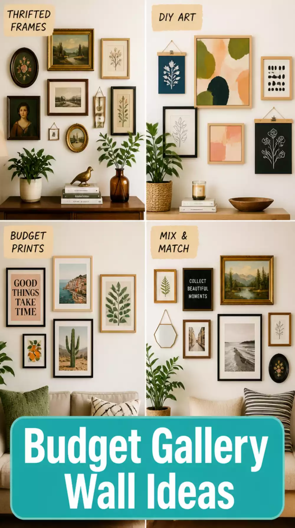 How to Style a Living Room Gallery Wall for Under Thirty Dollars