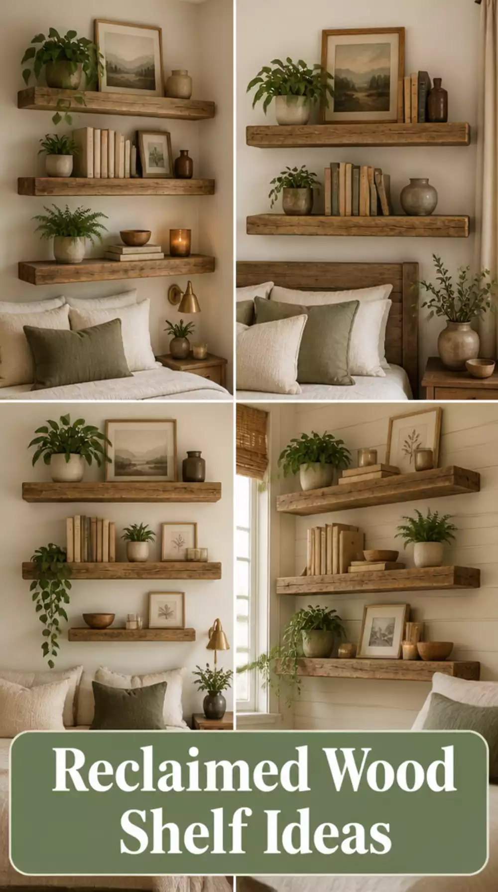Bedroom Reclaimed Wood Floating Shelf That Adds Warmth and Reduces Furniture Waste
