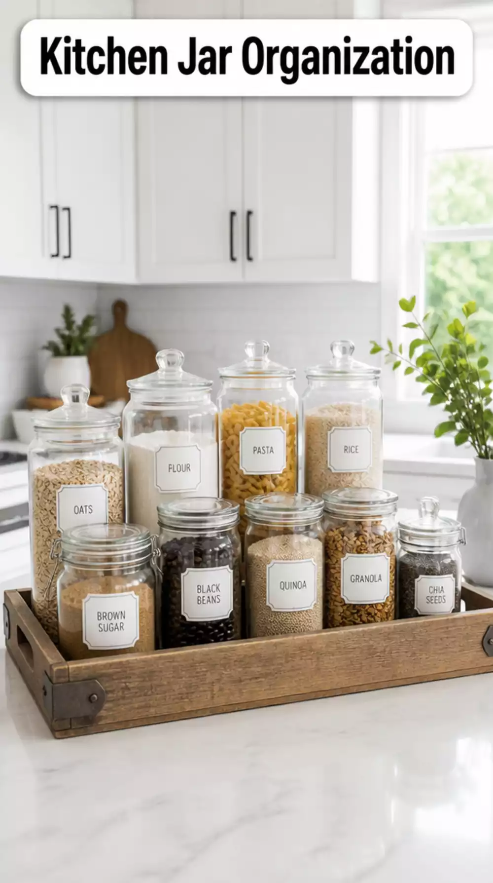 Organize Kitchen Counters with Dollar Store Glass Jars